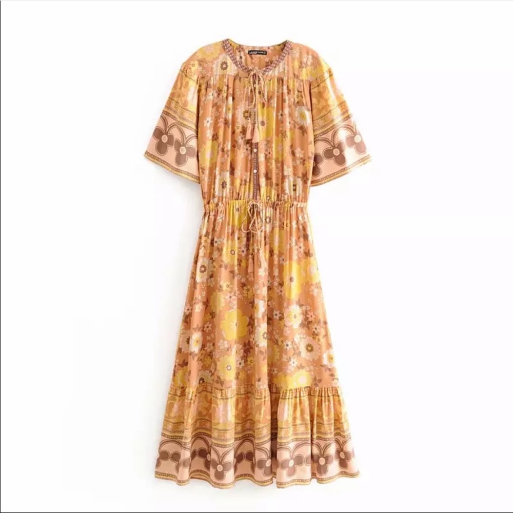 Boho Floral Gypsy Print Maxi Dress Wild Bloom - Picture 7 of 14